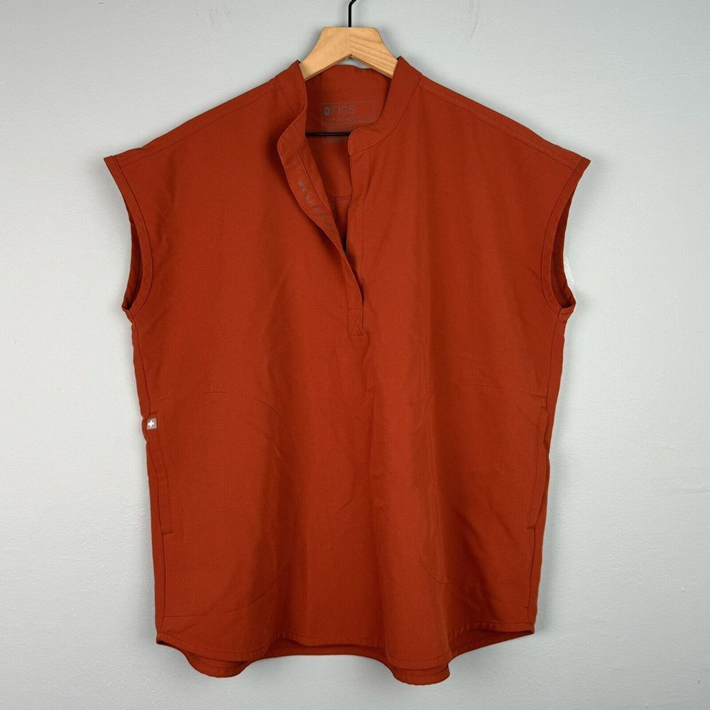 Figs Women's Short Sleeve Top in Rust Orange